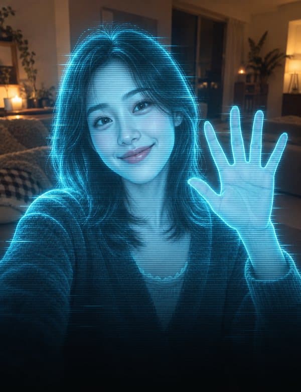 Hologram effect: Frame yourself with your fingers and the picture turns into a hologram.