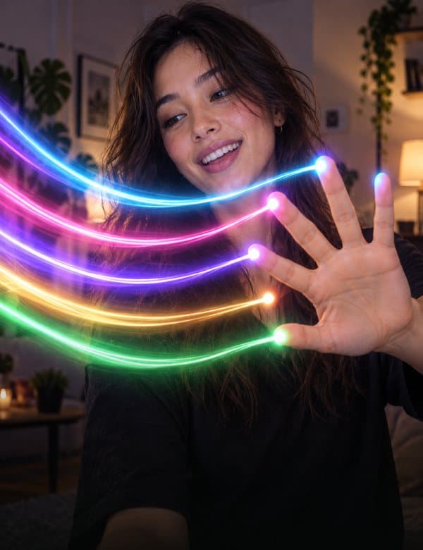 Light Trails effect: Wiggle your fingertips and light trails follow.