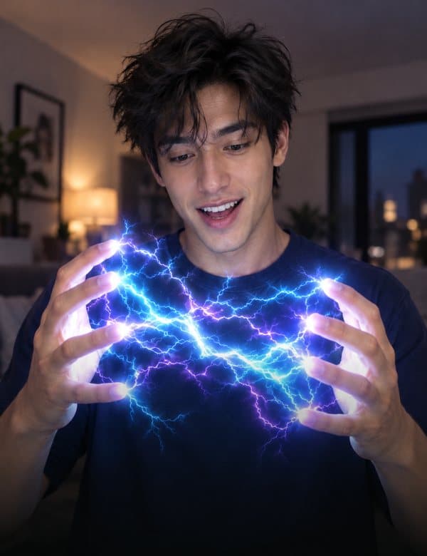 Lightning effect: Lightning jumps from fingertip to fingertip.